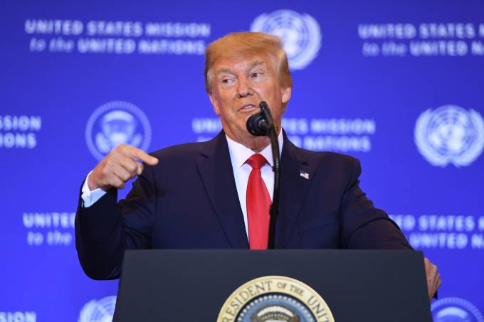 O presidente dos EUA, Donald Trump, em Nova York: 'caça às bruxas' promovida por democratas - 25/09/2019 (Sau Loeb/AFP)
