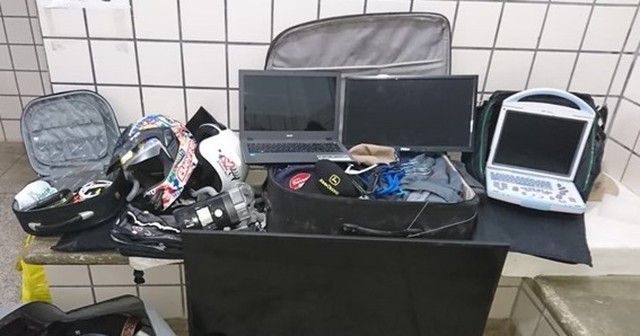 Mototaxista é preso com equipamentos roubados em clínica veterinária no sul da Bahia — Foto: Divulgação/SSP-BA
