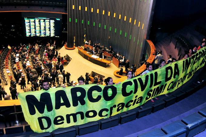A festa do Marco Civil, em 2014: artigo essencial da icônica lei, que se tornou referência global, agora está sob risco (Gustavo Lima/Agência Câmara/VEJA)