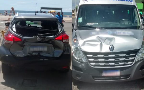 Batida entre carro e van deixa um ferido na orla de Salvador - Batida entre carro e van deixa uma pessoa levemente ferida na orla da Pituba — Foto: Divulgação/Transalvador
-